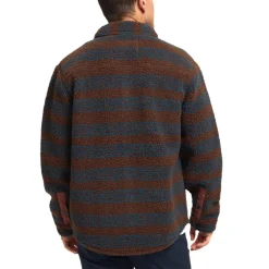 Shirts-Howler Brothers Allegheny Fleece Overshirt for Men (SALE) Hanko Stripe : Mink Brown