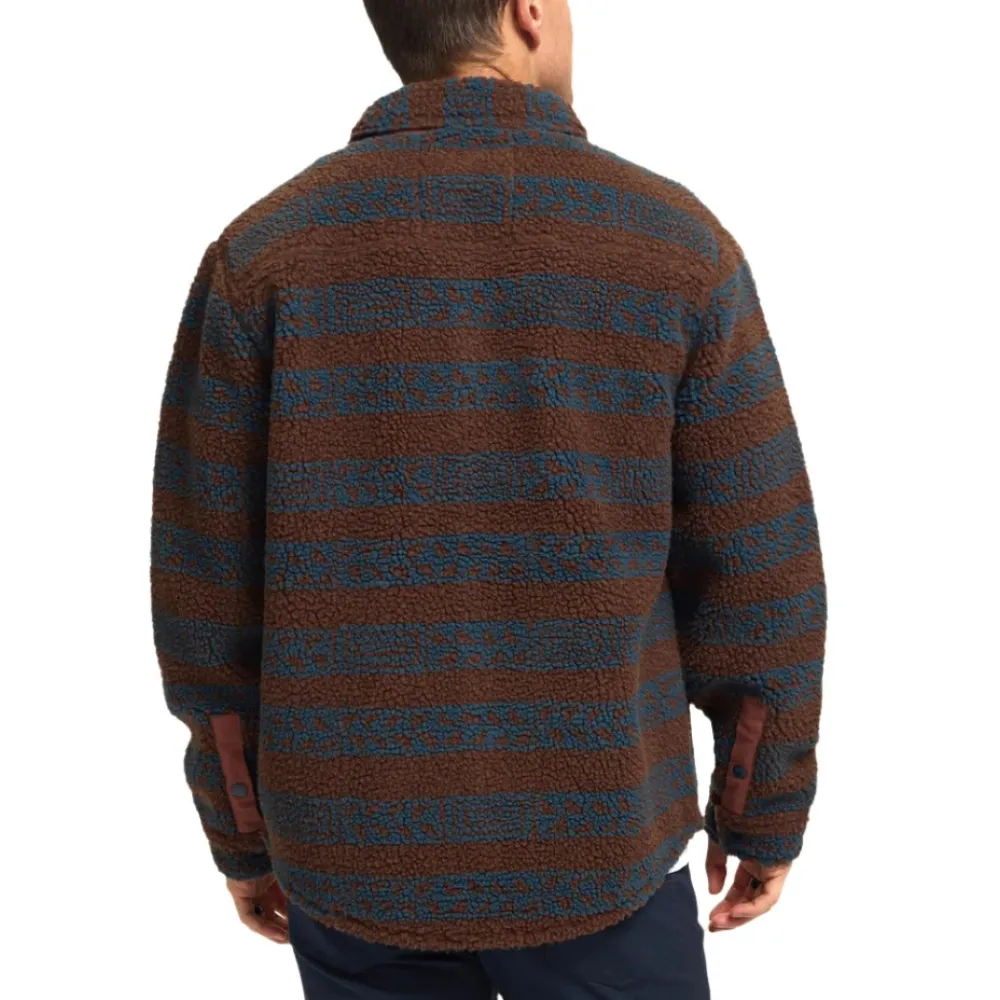 Shirts-Howler Brothers Allegheny Fleece Overshirt for Men (SALE) Hanko Stripe : Mink Brown