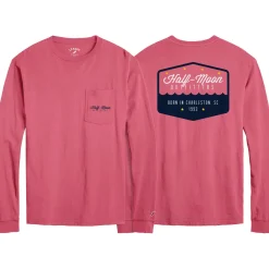 T-Shirts|T-Shirts-Half-Moon Outfitters Badge Logo Long Sleeve Pocket T-Shirt