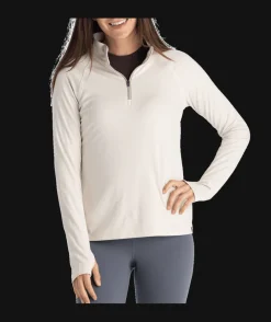 Performance Shirts|Shirts-Free Fly Apparel Bamboo Flex Quarter Zip Pullover for Women (SALE) Stone