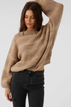 Sweaters & Hoodies-O'Neill Bayou Ombre Stripe Slouchy Sweater for Women (SALE) Tobacco Brown