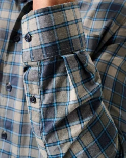 Shirts-Johnnie-O Benjamin Tucked Cotton Blend Button Up Shirt for Men (SALE) Heather Gray
