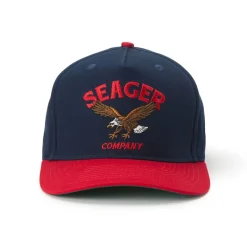 Head & Neckwear-Seager Bradley Snapback Navy/Red
