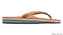 Sandals-Rainbow Classic Leather Double Arch Sandals for Women Tan/Blue