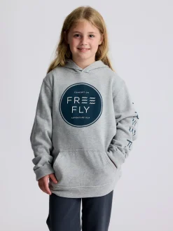 Tops|Fleece-Free Fly Apparel Comfort On Fleece Hoodie for Kids Light Heather Grey