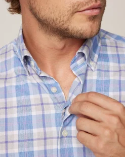 Shirts-Johnnie-O Dume Performance Button Up Shirt for Men (SALE) Wake