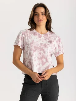 T-Shirts-Free Fly Apparel Embroidered Logo Tee for Women (SALE) Fig Tie Dye