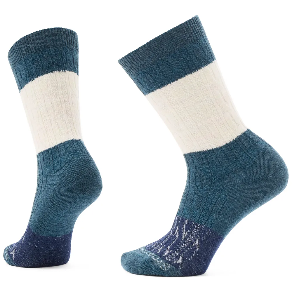 Socks-Smartwool Everyday Color Block Cable Zero Cushion Crew Socks for Women