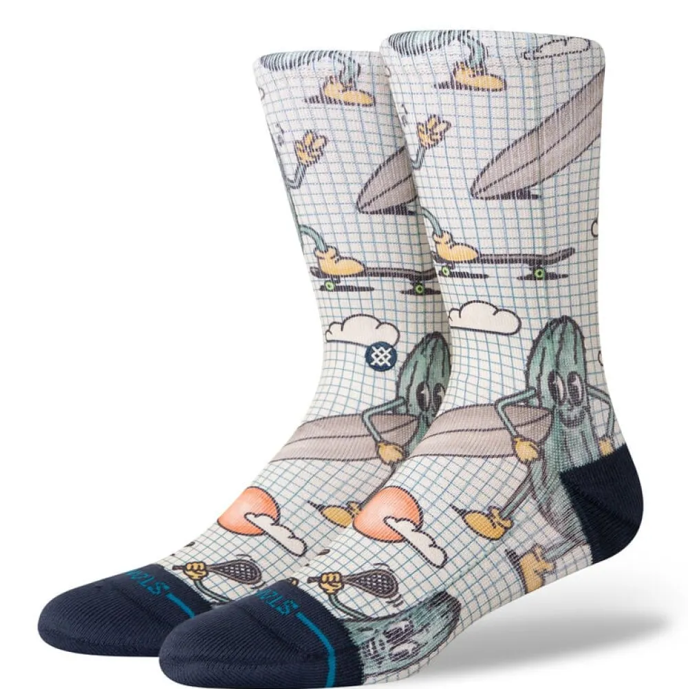 Socks-Stance Feeling Pickled Poly Blend Crew Socks for Men Cream