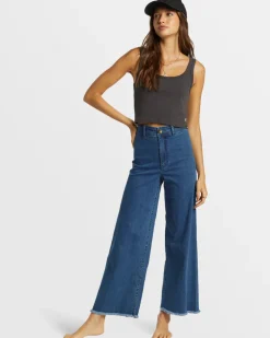 Pants-Billabong Free Fall Indigo Wide-Leg Jeans for Women (SALE) Oceana Blue