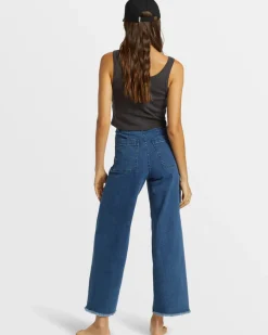 Pants-Billabong Free Fall Indigo Wide-Leg Jeans for Women (SALE) Oceana Blue