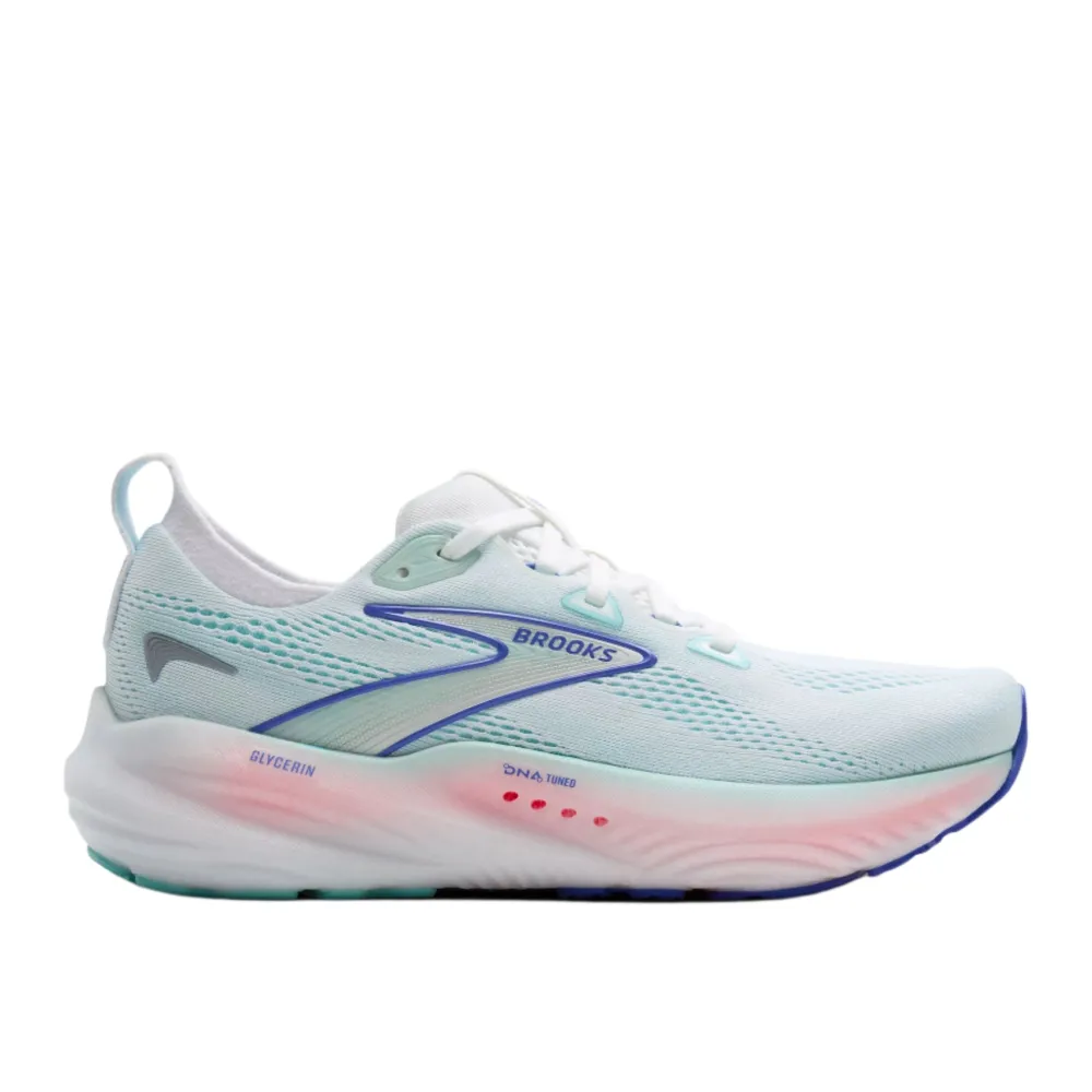 Shoes-Brooks Glycerin 22 Running Shoes for Women White/Limpet Shell/Amparo Blue