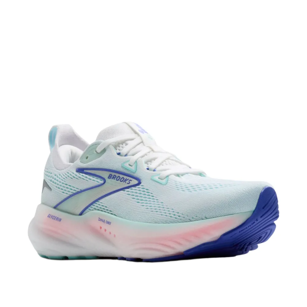 Shoes-Brooks Glycerin 22 Running Shoes for Women White/Limpet Shell/Amparo Blue