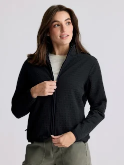 Casual|Fleece-Free Fly Apparel Gridback Fleece Jacket for Women Black