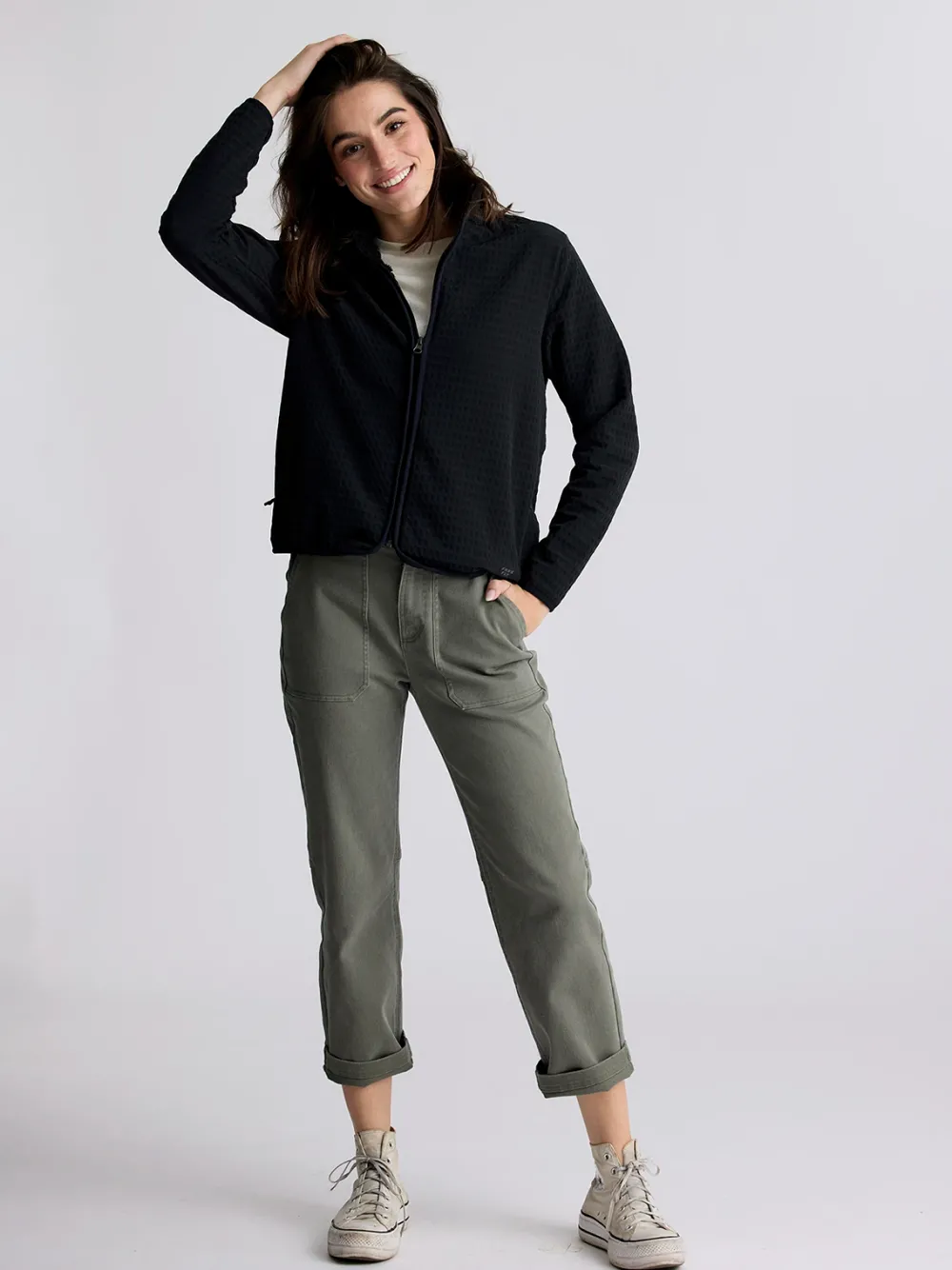 Casual|Fleece-Free Fly Apparel Gridback Fleece Jacket for Women Black