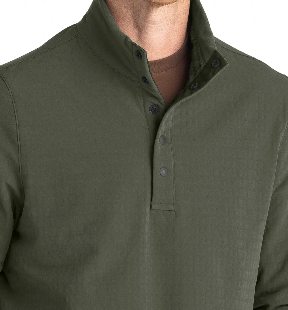 Fleece-Free Fly Apparel Gridback Fleece Snap Pullover for Men Dark Olive
