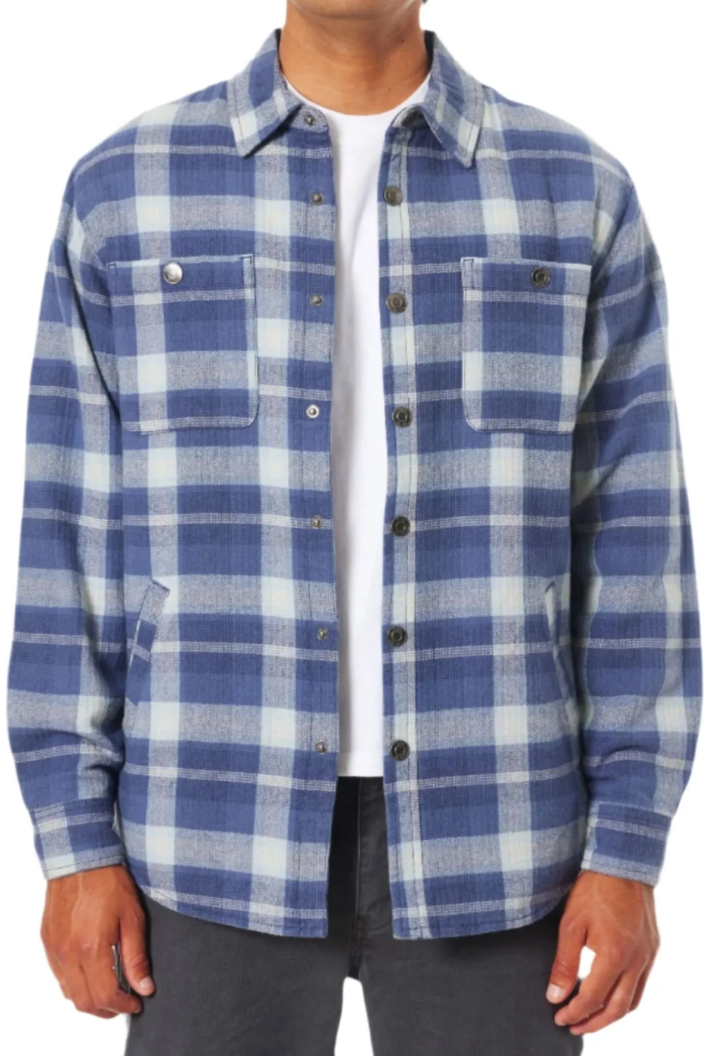Shirts-Katin Harold Plaid Jacket for Men (SALE) Washed Blue