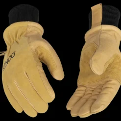 Gloves-Kinco Lined Heavy-Duty Premium Grain & Suede Pigskin Ski Glove with Omni-Cuff for Women Golden