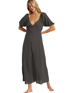 Dresses & Rompers-Billabong Love Fade Puff Sleeve Maxi Dress for Women (SALE) Black Sands
