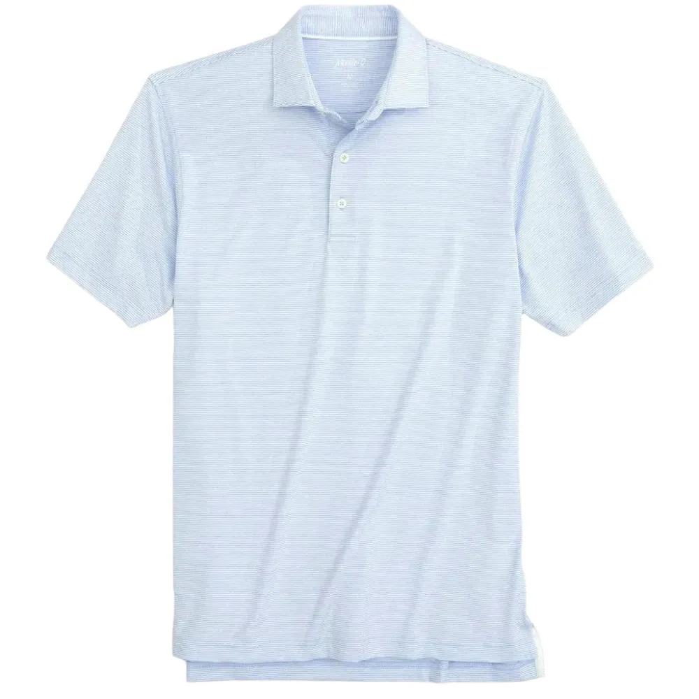 Shirts-Johnnie-O Lyndonn Striped Jersey Performance Polo for Men Gulf Blue