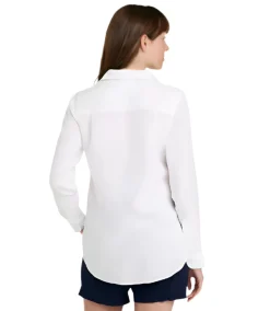 Shirts-L.L.Bean Premium Washable Linen Shirt Tunic for Women