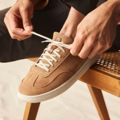 Shoes-Olukai Punini Suede Sneakers for Men Tan / Toffee