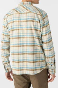 Shirts-O'Neill Redmond Plaid Standard Fit Shirt for Men (SALE) Light Khaki