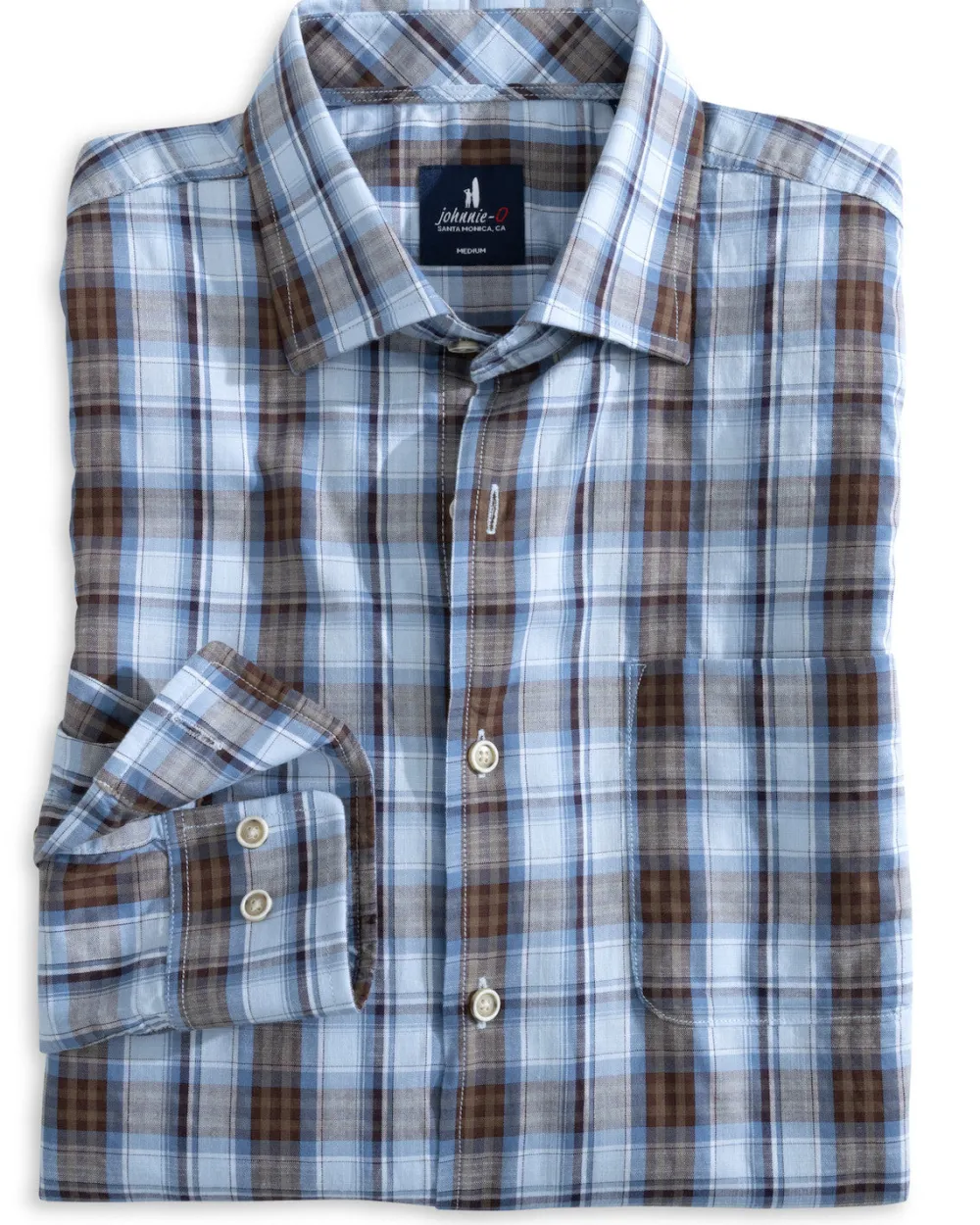 Shirts-Johnnie-O Riva Tucked Button Up Shirt for Men (SALE) Havana