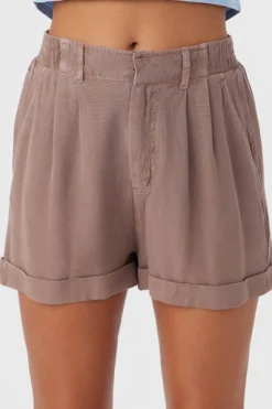 Shorts-O'Neill Rowan Linen Blend Shorts for Women (SALE) Deep Taupe