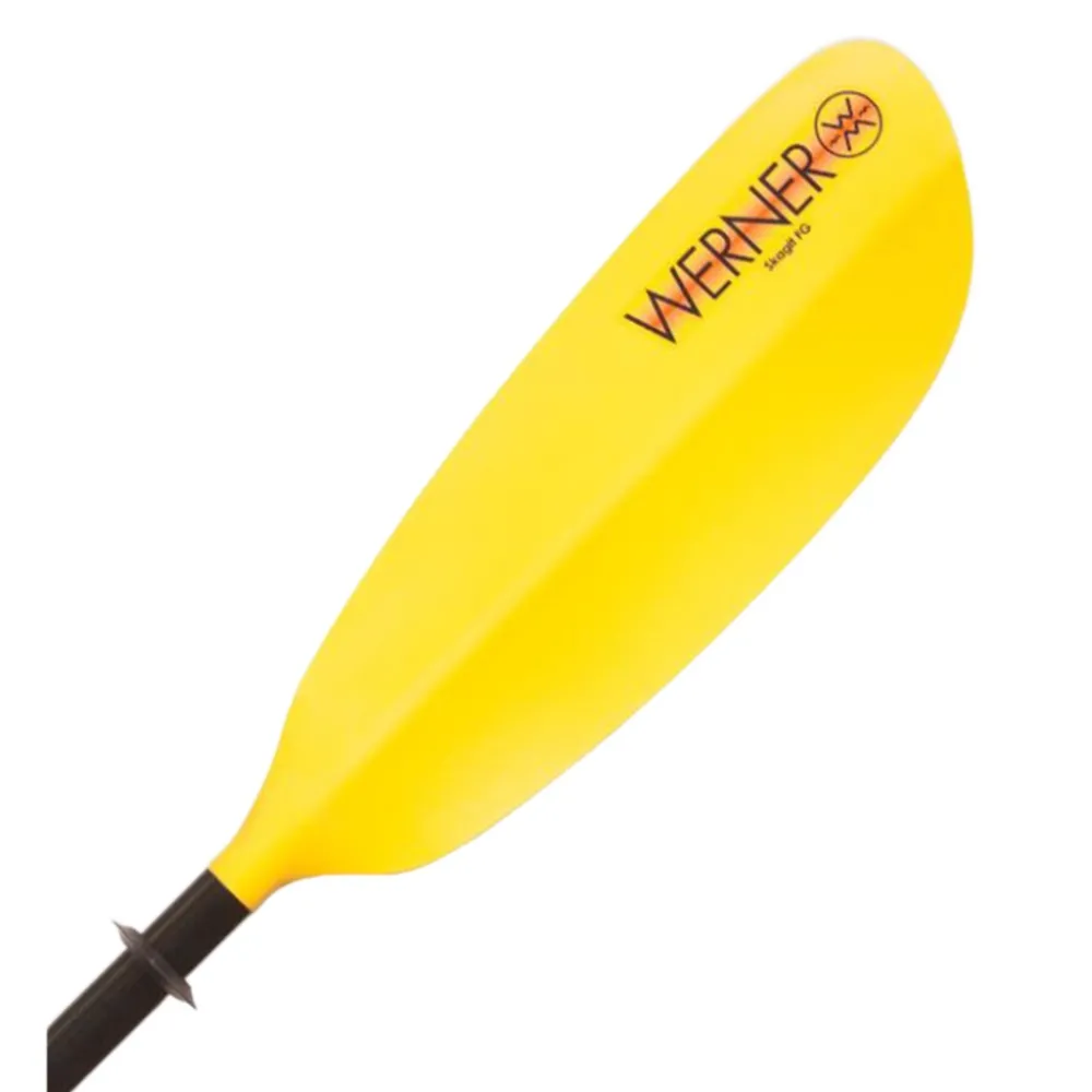 Sup & Kayak-Werner Paddles Skagit Fiberglass 2-Piece Straight Shaft Paddle Yellow