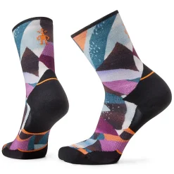 Socks-Smartwool Trail Run Targeted Cushion Mosaic Pieces Print Crew Socks for Women Black