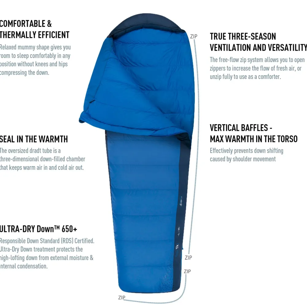 Sleeping Bags & Pads-Sea To Summit Trek Down Sleeping Bag 30°F Blue