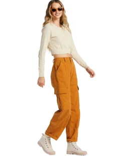 Pants-Billabong Wall To Wall Denim Cargo Pant for Women (FINAL SALE) Cider