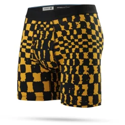 Baselayers & Underwear-Stance Warp Check Cotton Boxer Brief for Men Gold