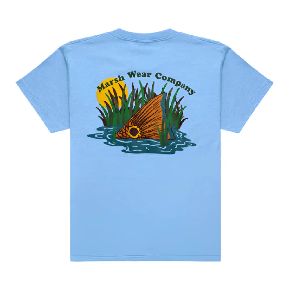 Tops-Marsh Wear Youth Heritage Red Short-Sleeve T-Shirt Light Blue Heather